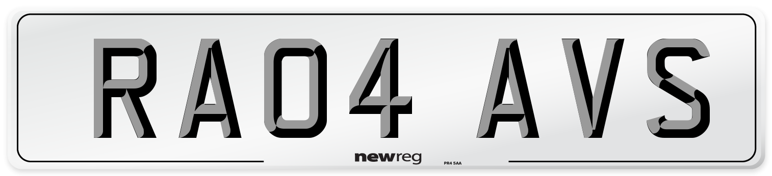 RA04 AVS Number Plate from New Reg